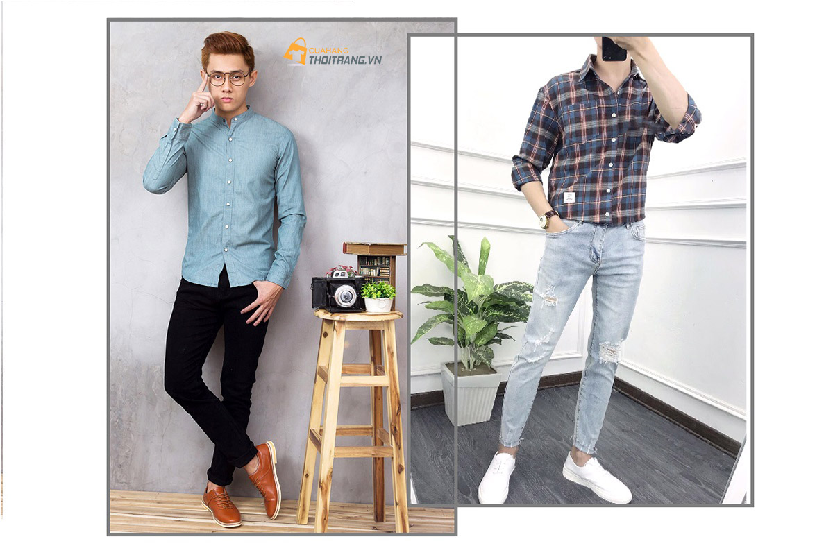 Cách phối áo sơ mi với quần jeans cho chàng phong độ